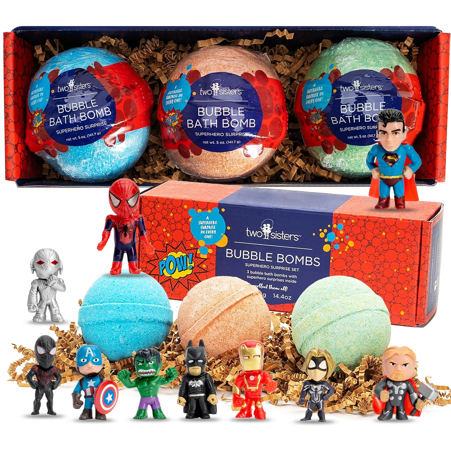 3 Superhero Surprise Bubble Bath Bombs Set