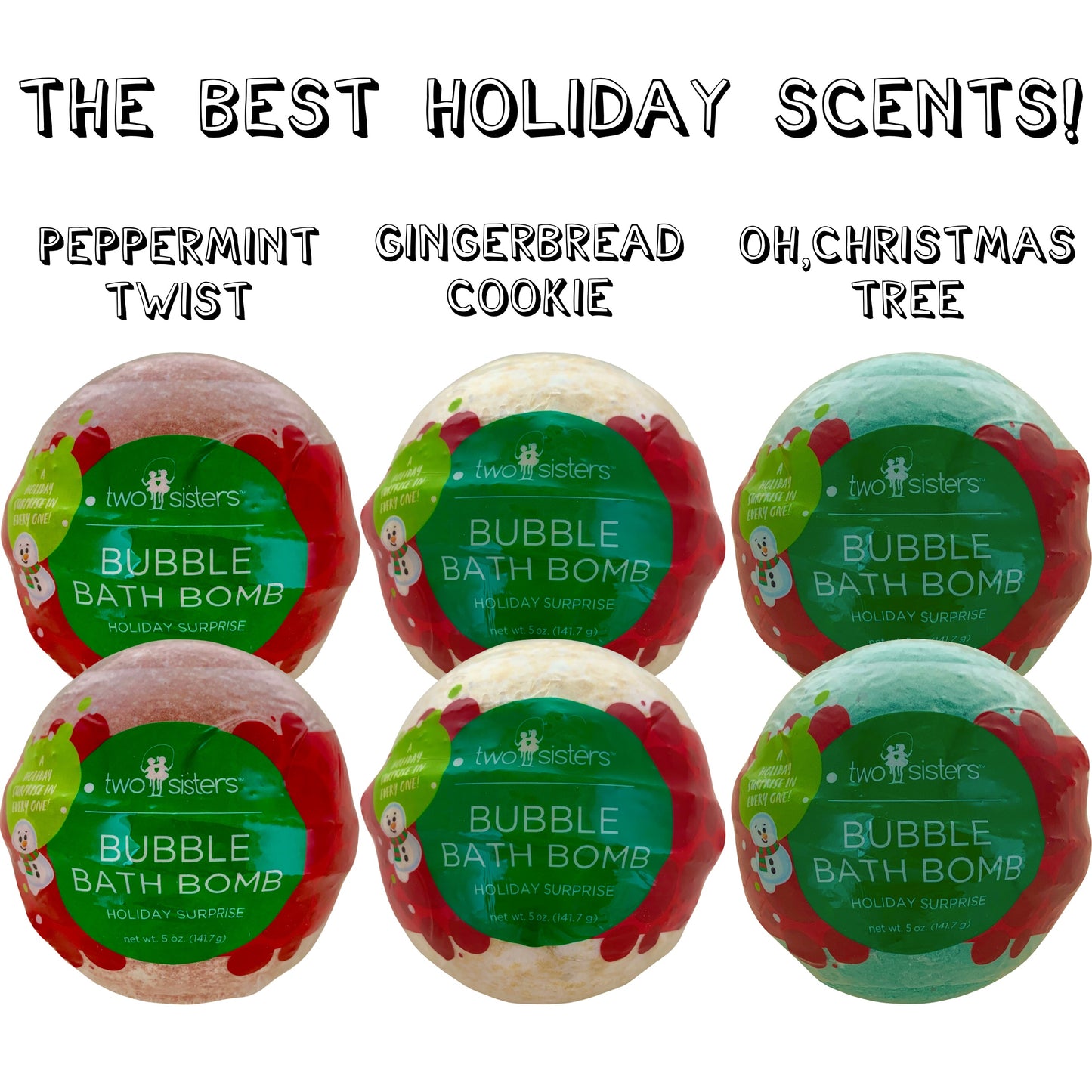 6 Christmas Surprise Bubble Bath Bombs Set