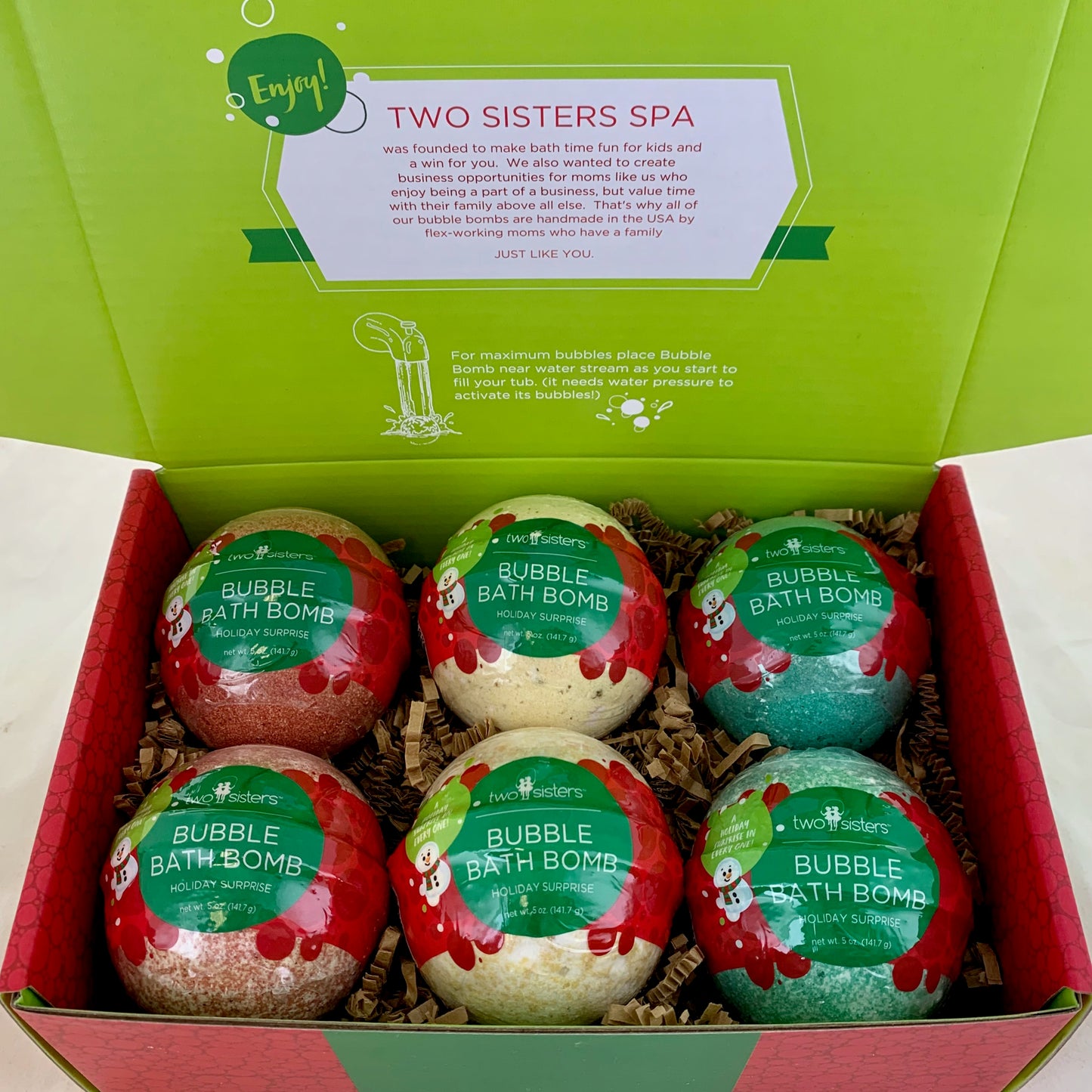 6 Christmas Surprise Bubble Bath Bombs Set