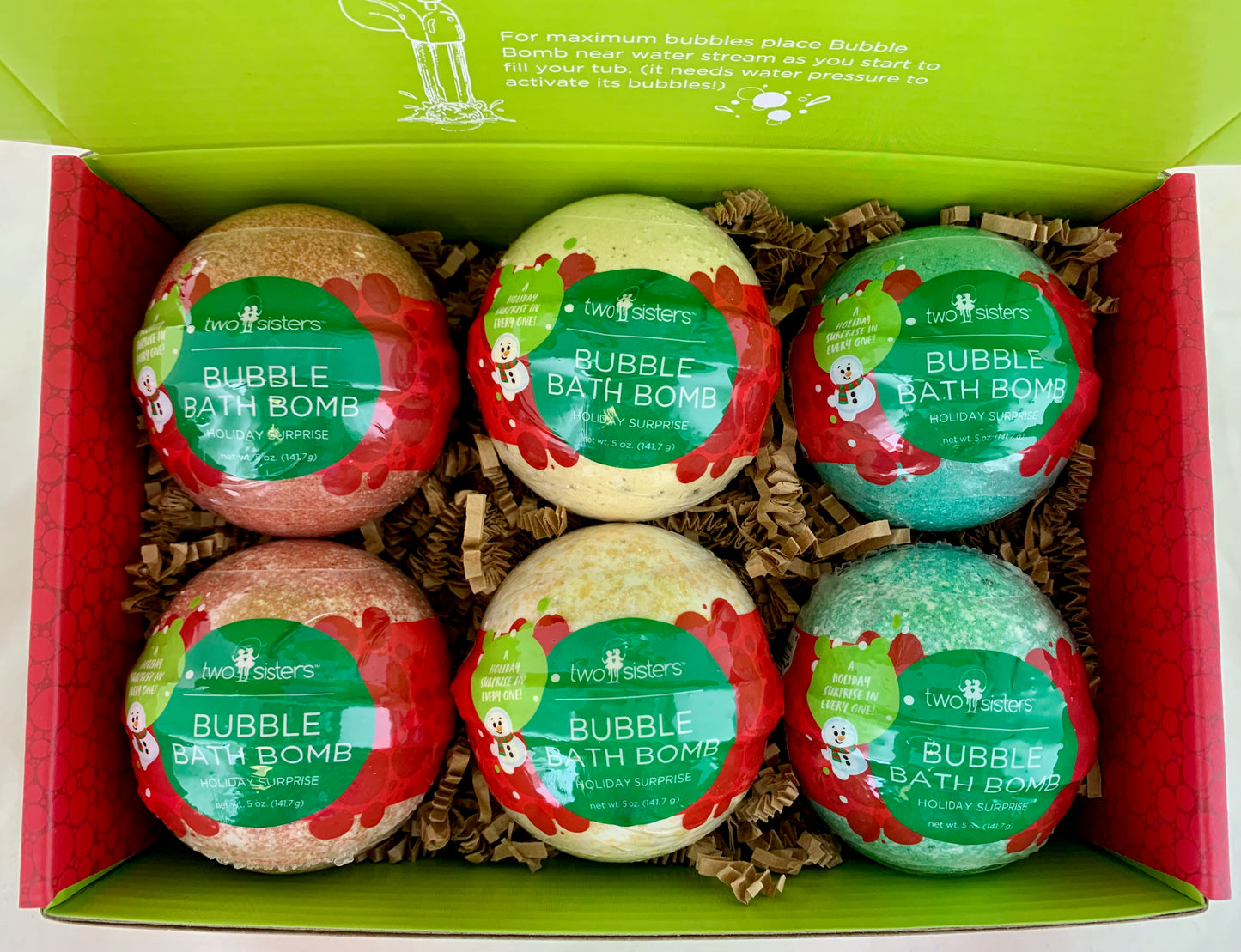 6 Christmas Surprise Bubble Bath Bombs Set