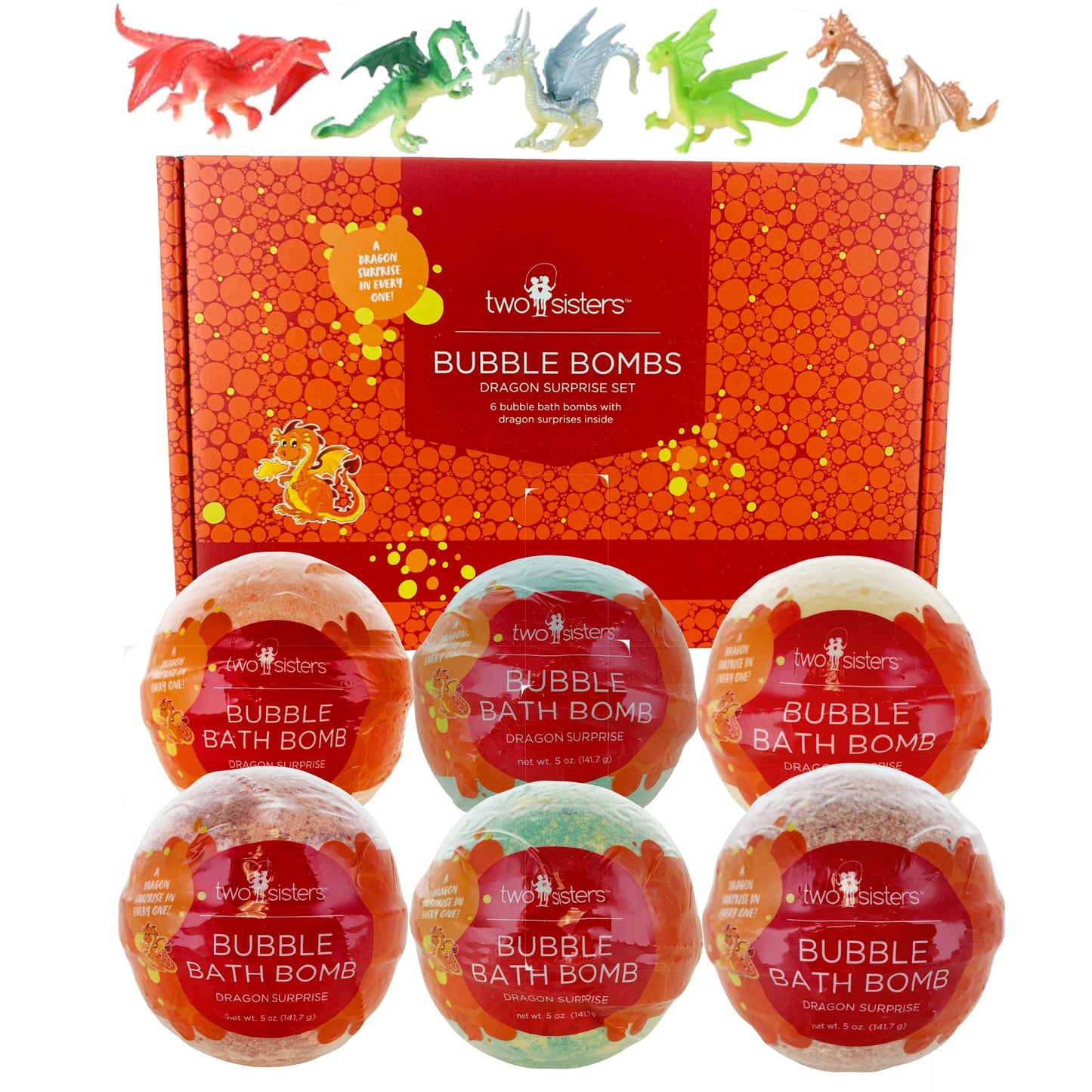 6 Dragon Surprise Bubble Bath Bombs Set