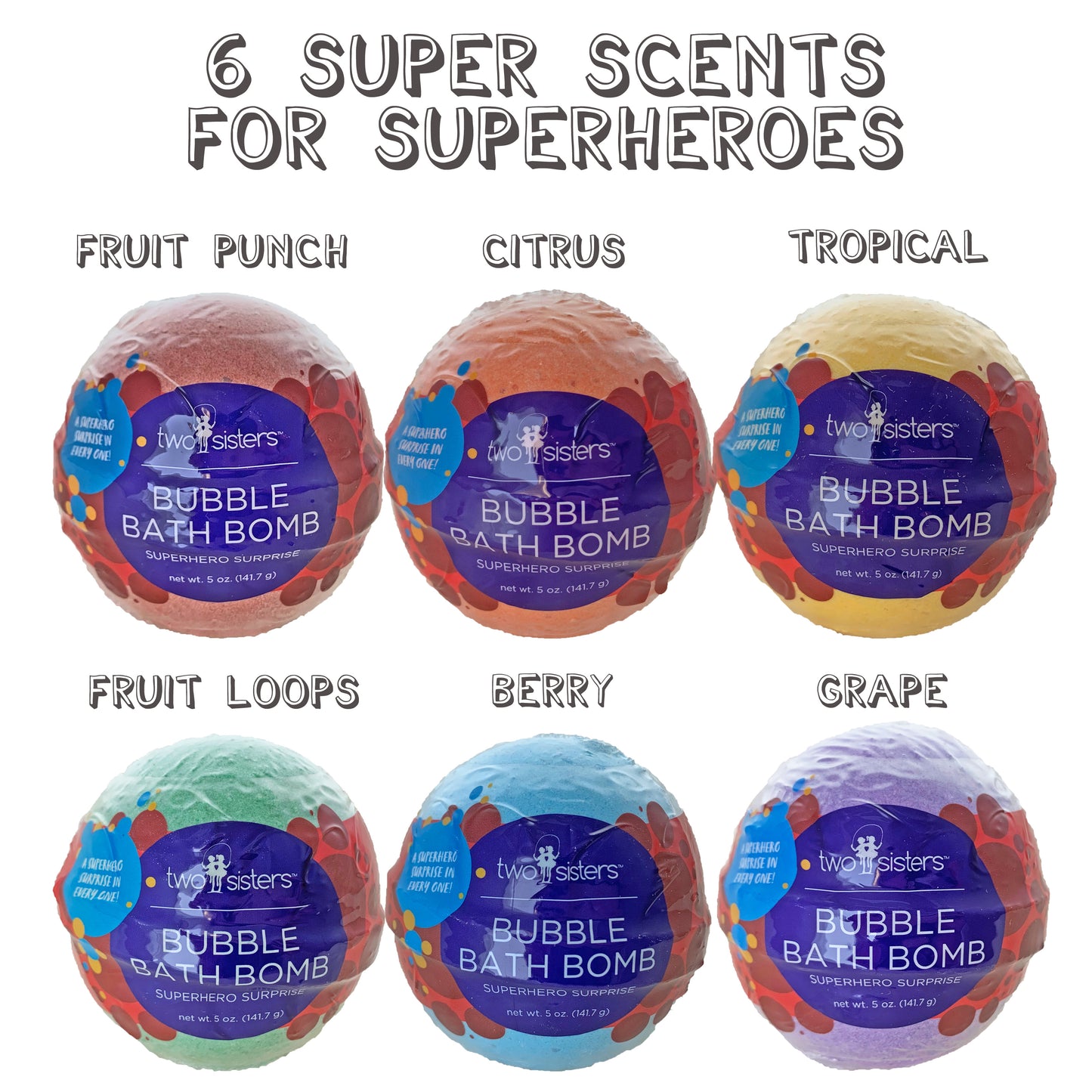 12 Superhero Surprise Bubble Bath Bomb Set - Two Sisters Spa