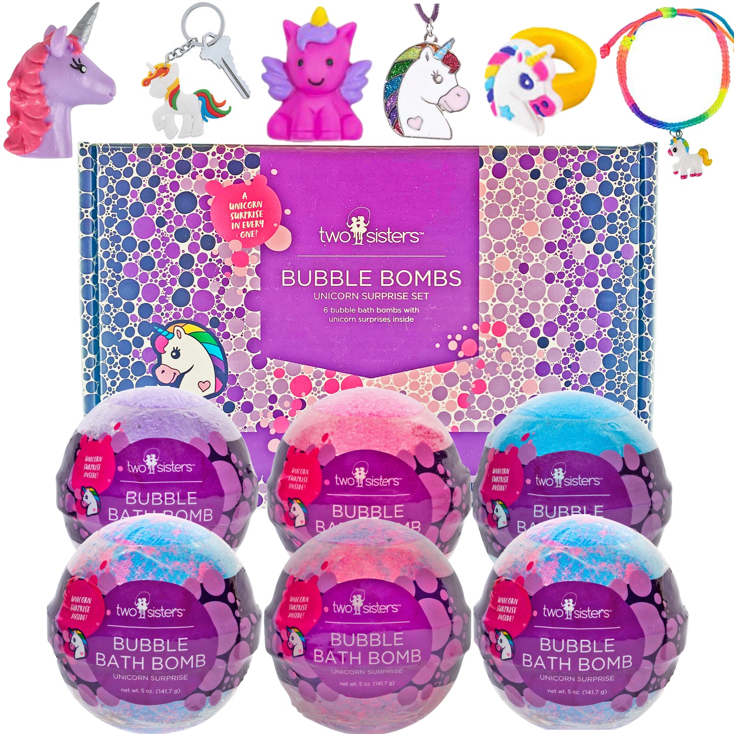 6 Unicorn Surprise Bubble Bath Bombs Set