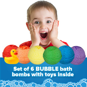 6 Kids Surprise Bubble Bath Bombs Set with Toys Inside for Boys and Girls - Two Sisters Spa