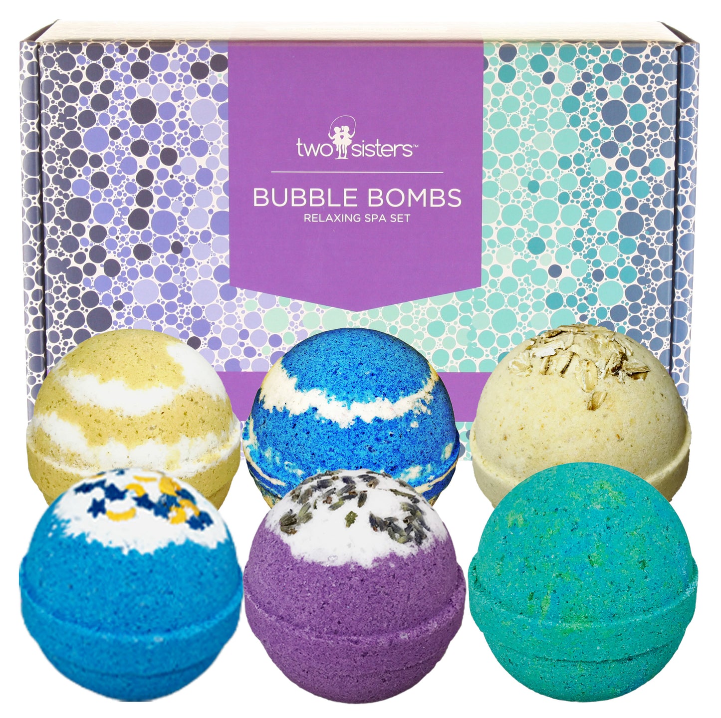 6 Relaxing Bubble Bath Bombs Gift Set - Two Sisters Spa