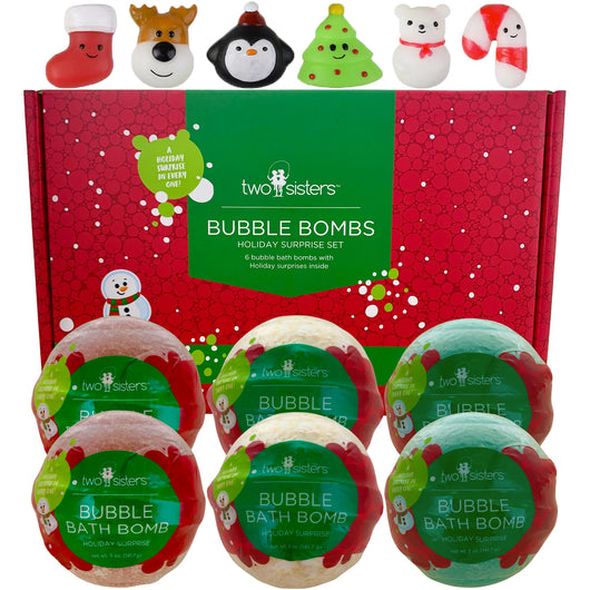 6 Christmas Surprise Bubble Bath Bombs Set