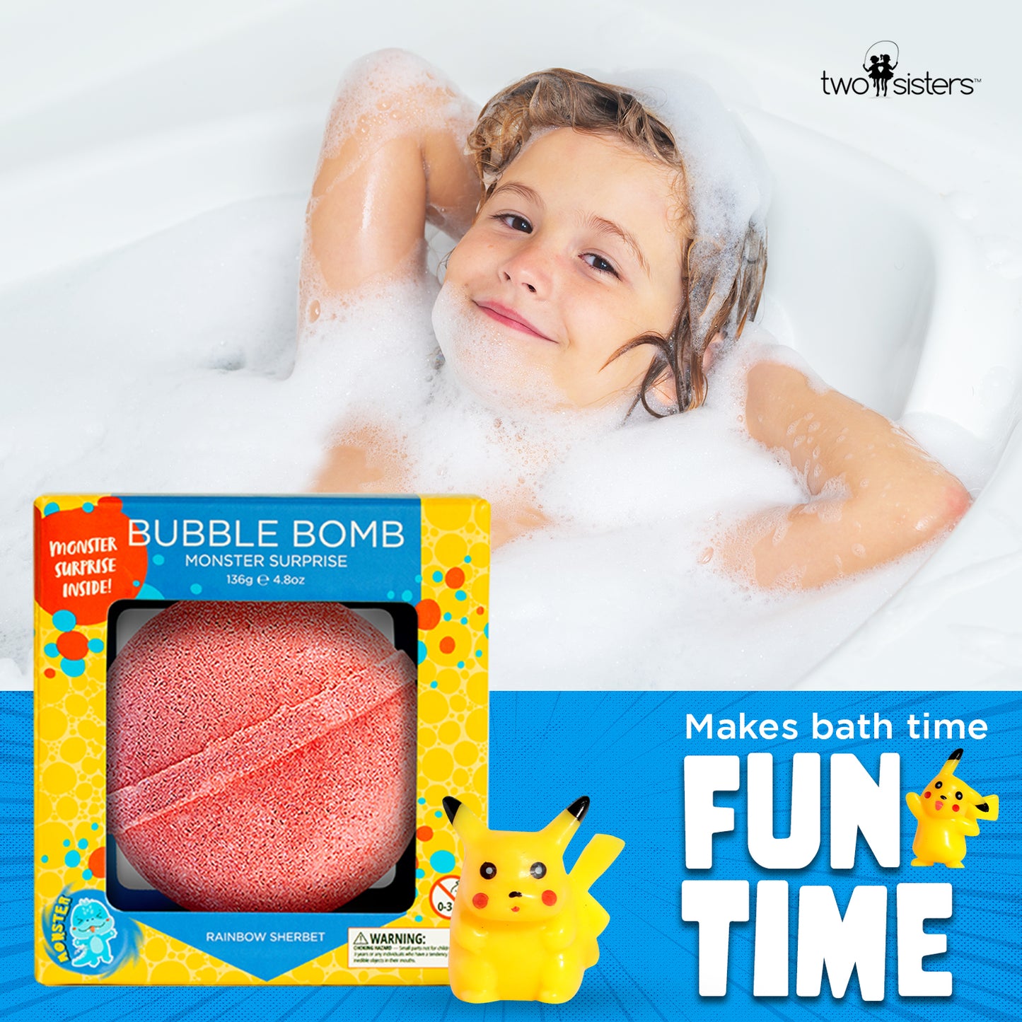 Monster Bath Bomb for Kids with Surprise Toys Inside (Gift Set)