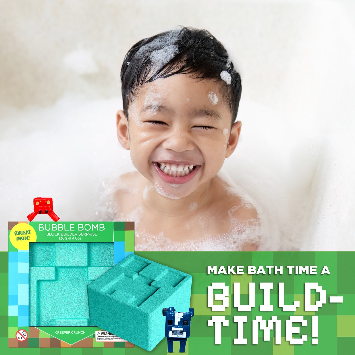 Block Builder TNT Bath Bomb for Kids with Surprise Toys Inside (1 Pack)