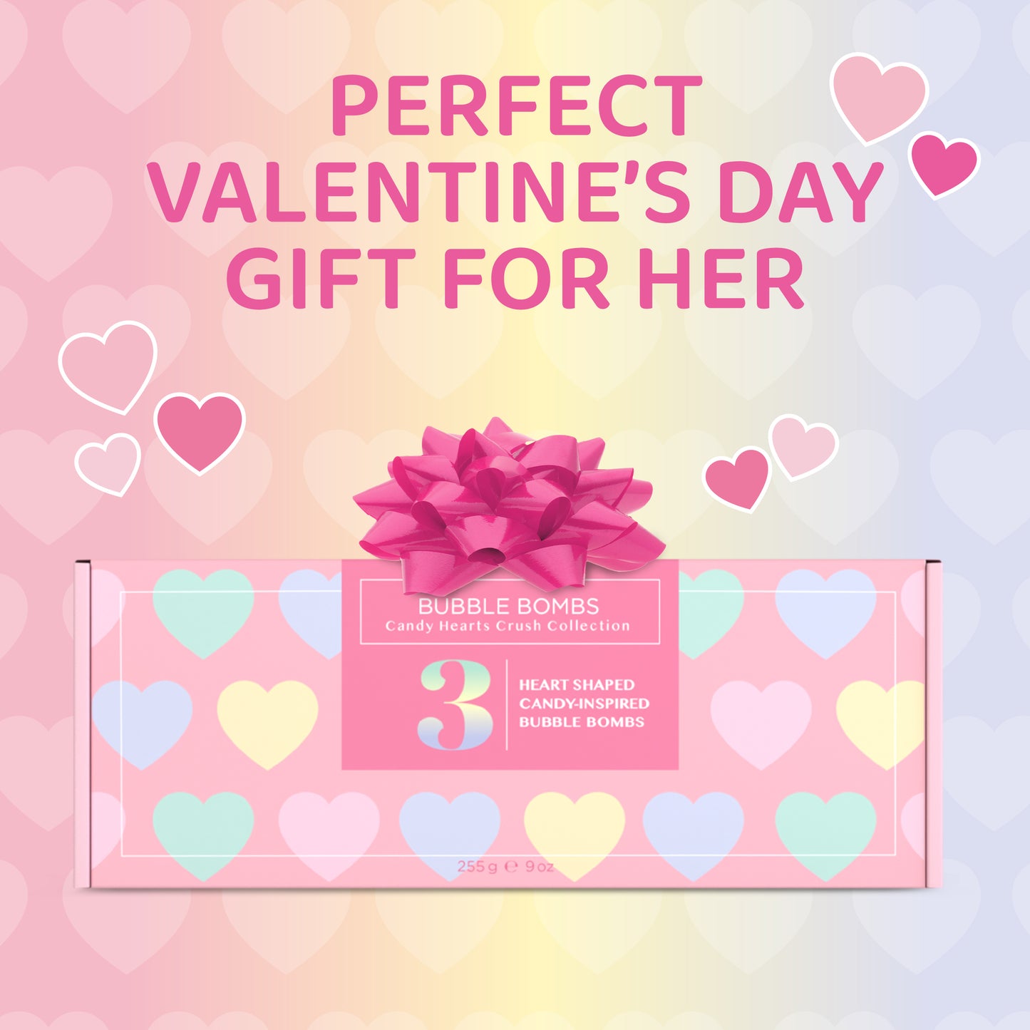 Candy Hearts Bath Bombs for Her (3 Pack)