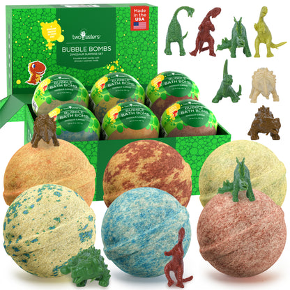 6 Dinosaur Surprise Bubble Bath Bombs Set