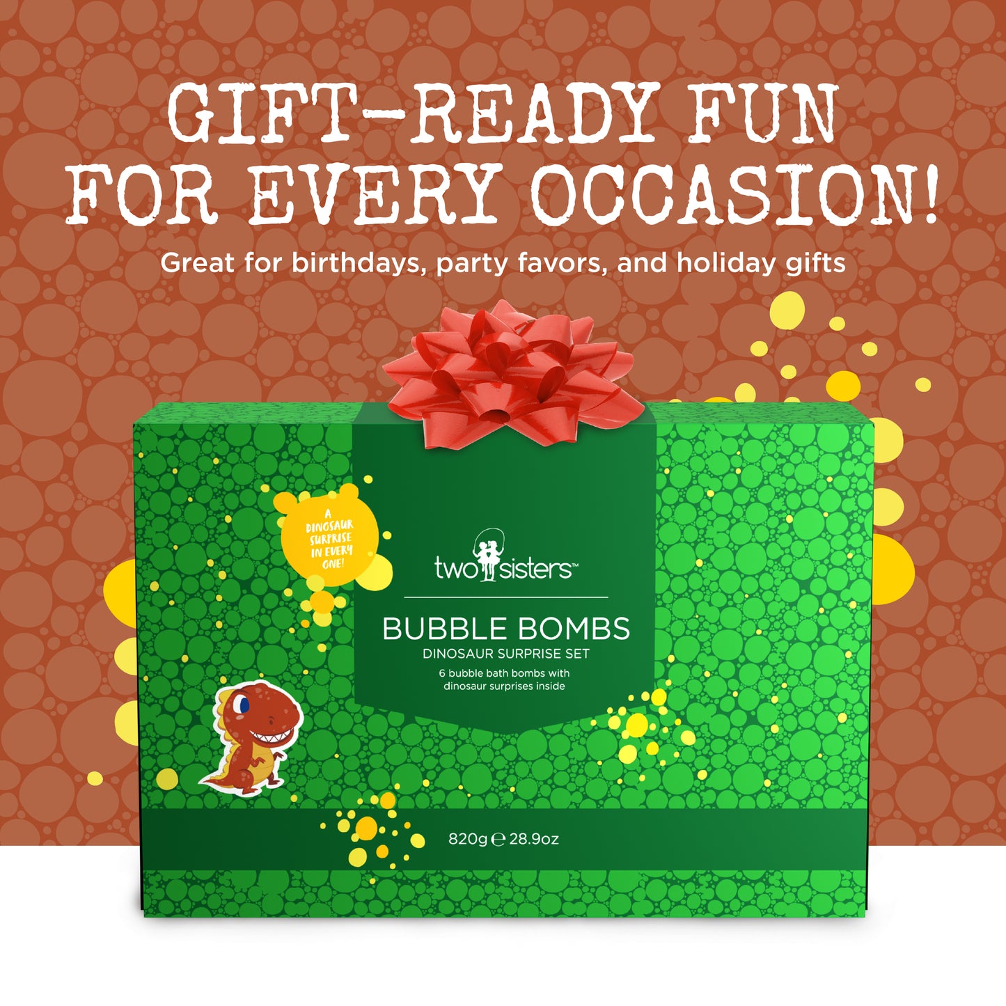 6 Dinosaur Surprise Bubble Bath Bombs Set