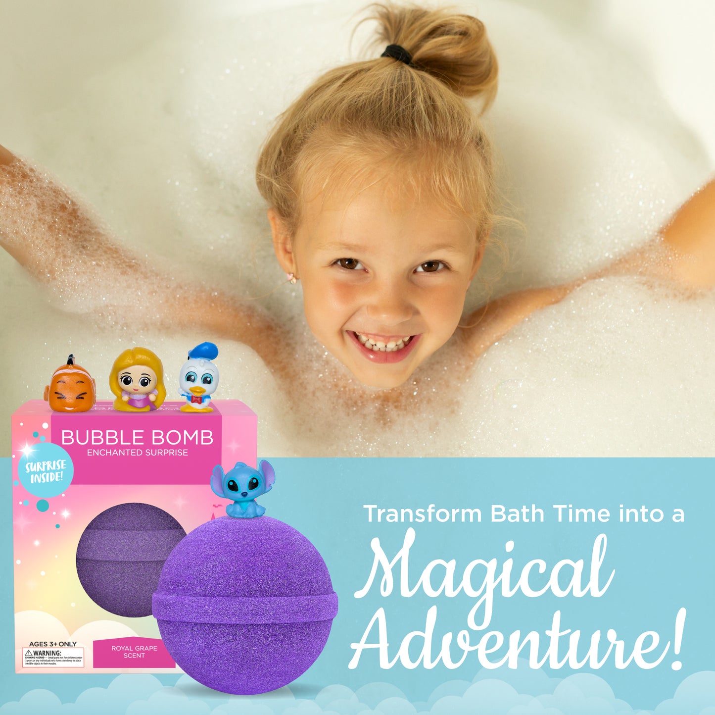 Enchanted Bath Bomb for Girls with Surprise Toys Inside (1 Pack)