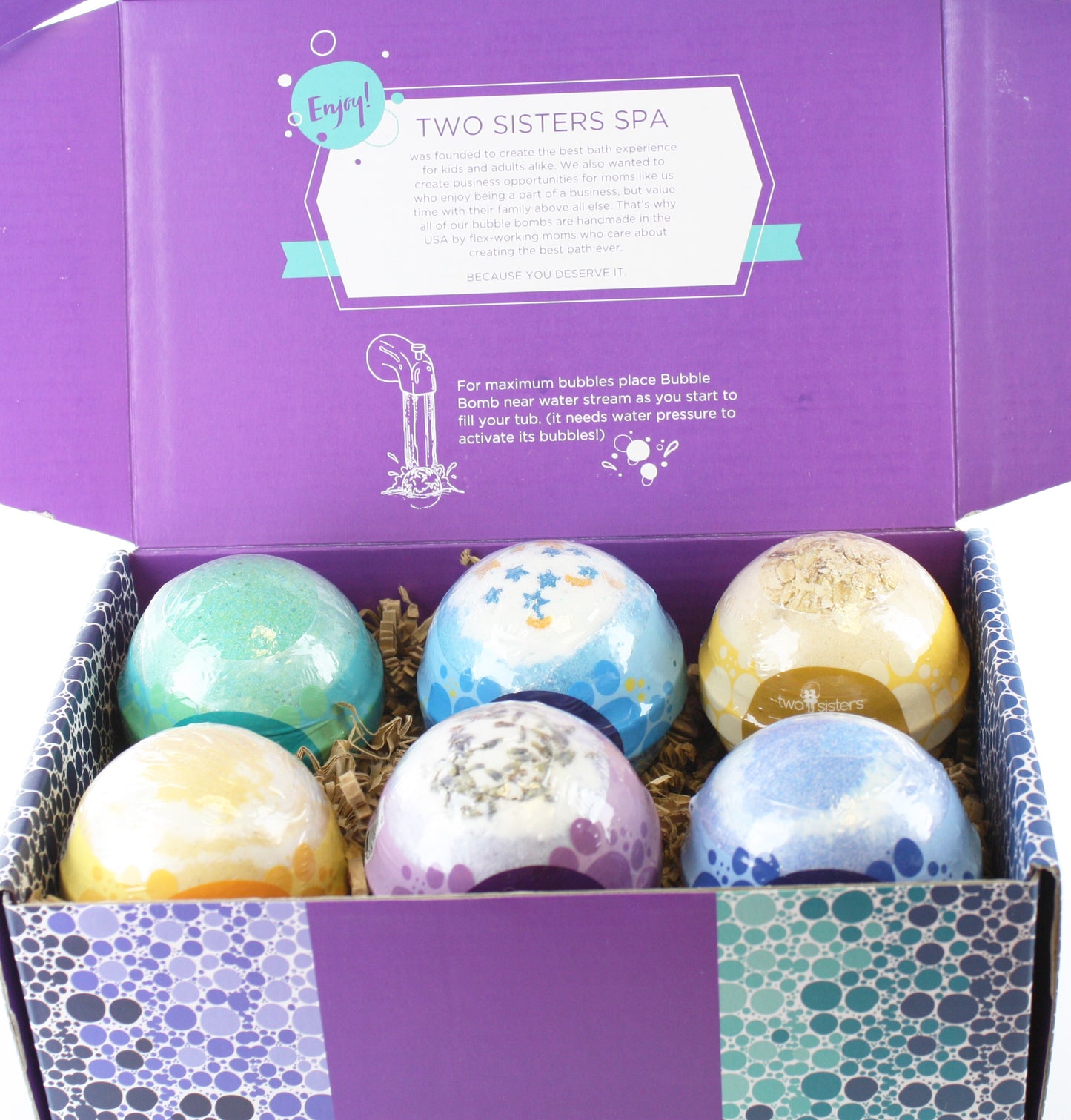 6 Relaxing Bubble Bath Bombs Gift Set - Two Sisters Spa